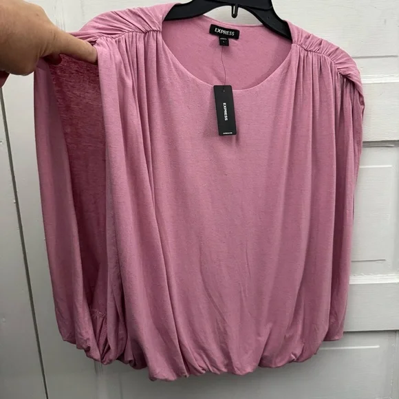Express Blush Pink Open Side Top L NWT Draped Slub Knit - Picture 3 of 8